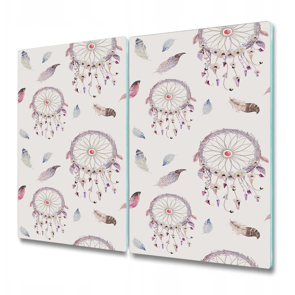 Glass Worktop Saver Bohemian Dreamcatcher Feather Design 2x30x52 Kitchen Decor