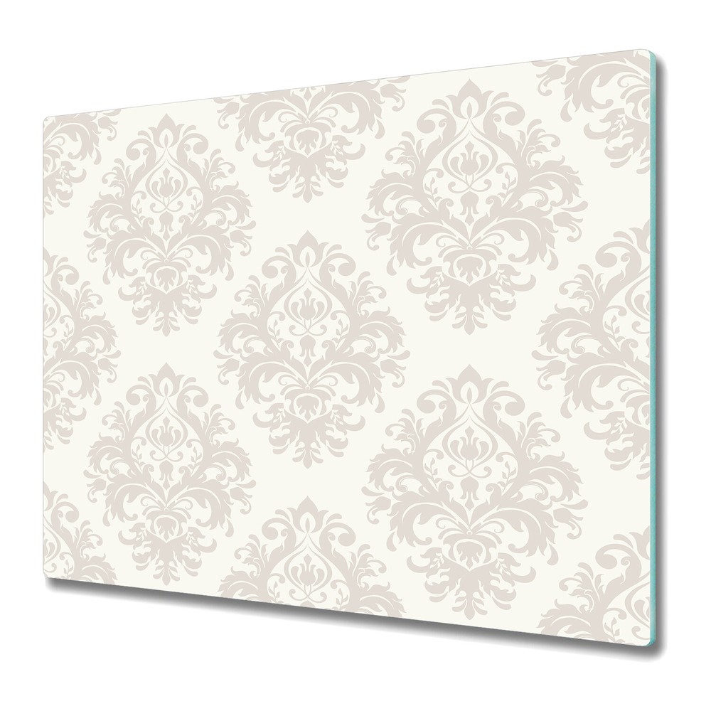 Tempered Glass Worktop protector Damask grey and white 60x52