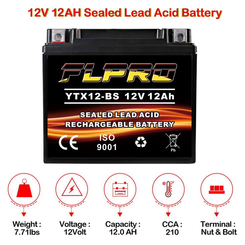 YTX12-BS Sealed AGM Battery for Honda CN250 Helix Kymco People 250/Xciting 250i