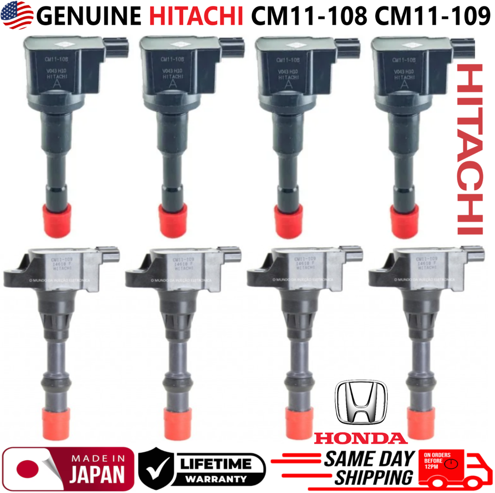 GENUINE HITACHI FRONT & REAR Ignition Coils For 2003-2011 Honda Civic 1.3L I4