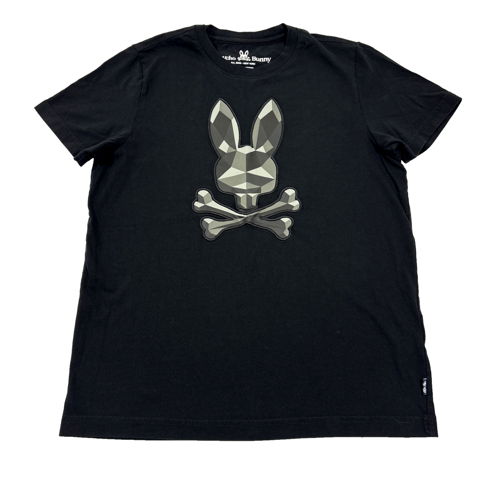 Psycho Bunny Pima Cotton T Shirt Black XS Crossbones Bunny Logo EUC Soft Tee Men