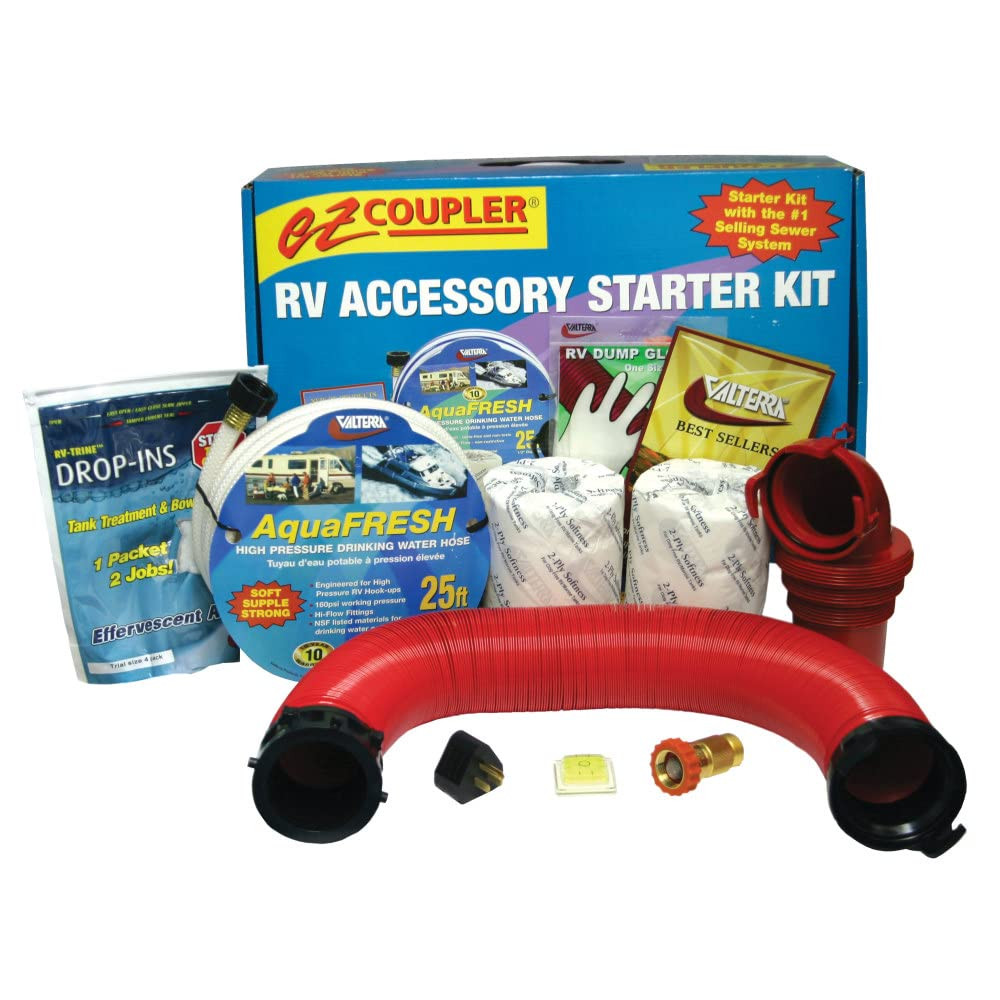 K88205 Coupler RV Accessory Starter Kit, Universal Sewer Hose, Drinking Water...