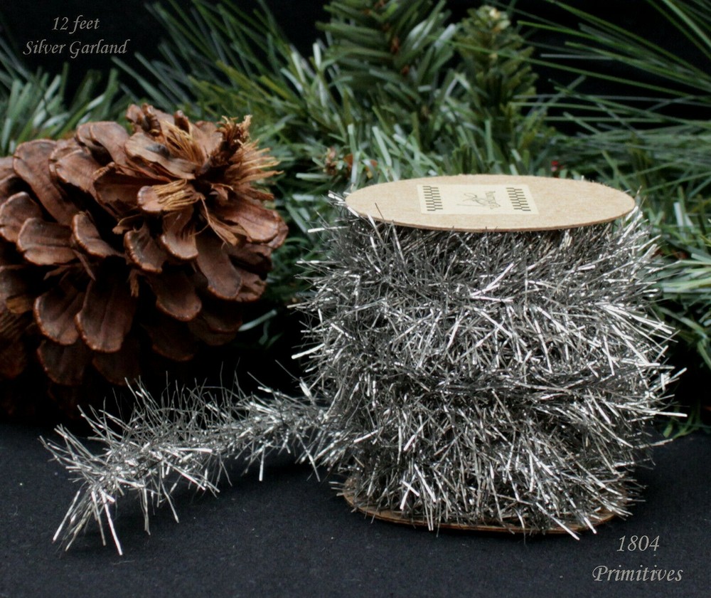 12 ft Silver Tinsel Garland ~ Vintage Style Christmas ~ Feather Trees