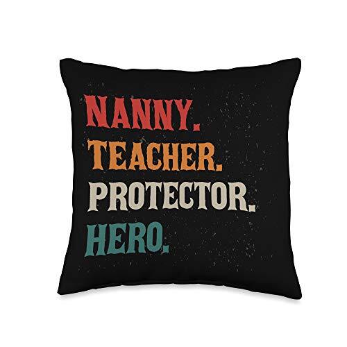 Nanny Teacher Protector Hero Grandmother Grandma Throw Pillow, 16x16, Multicolor