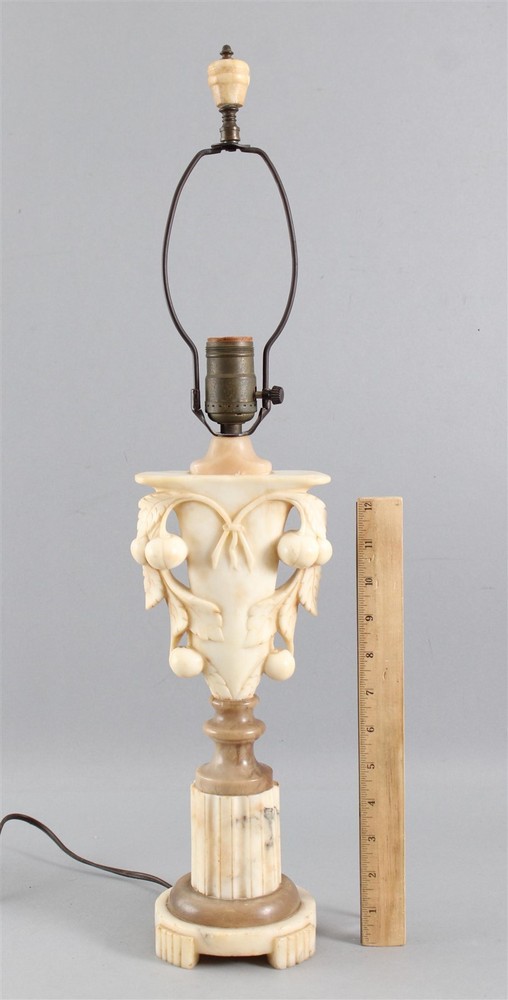 Antique Italian Carved White Alabaster & Marble Grapevine Table Lamp, NRFine Quality ... Working Condition! ... NO RESERVE