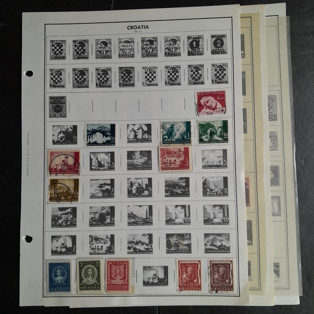 1941-1945 Croatia Mint & Used Stamps on 3 Illustrated Album Pgs Some IN Mounts