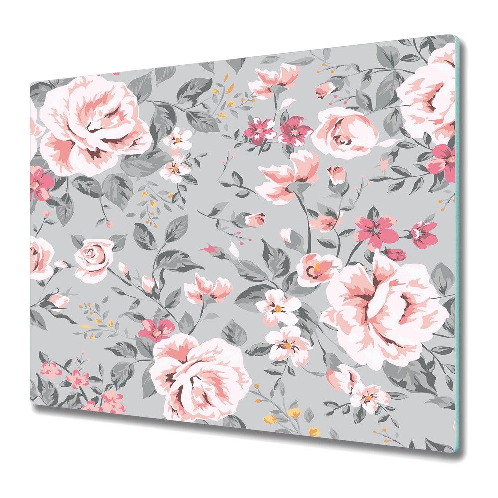 Tempered Glass Chopping Cutting Board Vintage floral Rose girl 60x52