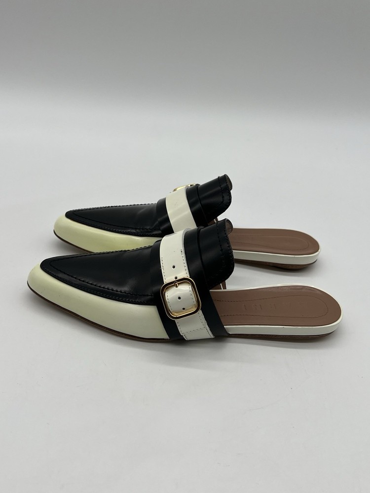 Rare Marni Leather Backless Sabot Womens 36.5 US 6 Slides Mules Slippers Shoes.