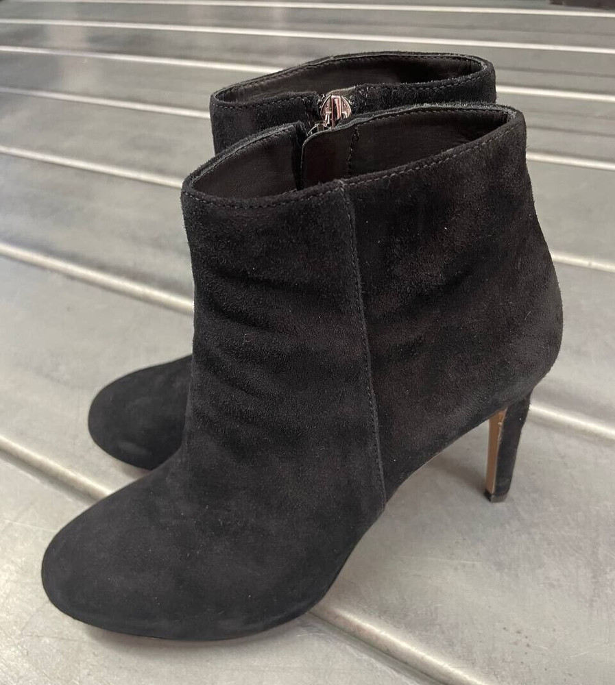 Via Spiga Black Leather High Stiletto Heel Ankle Boots Booties Womens 6.5M