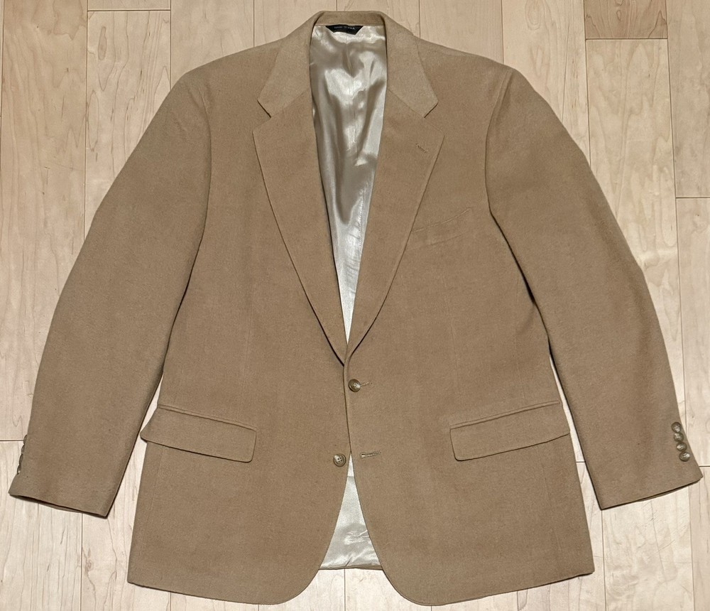 VTG Ralph Lauren Polo University Club Camel Hair Blazer Tan USA Made Men’s 48L*