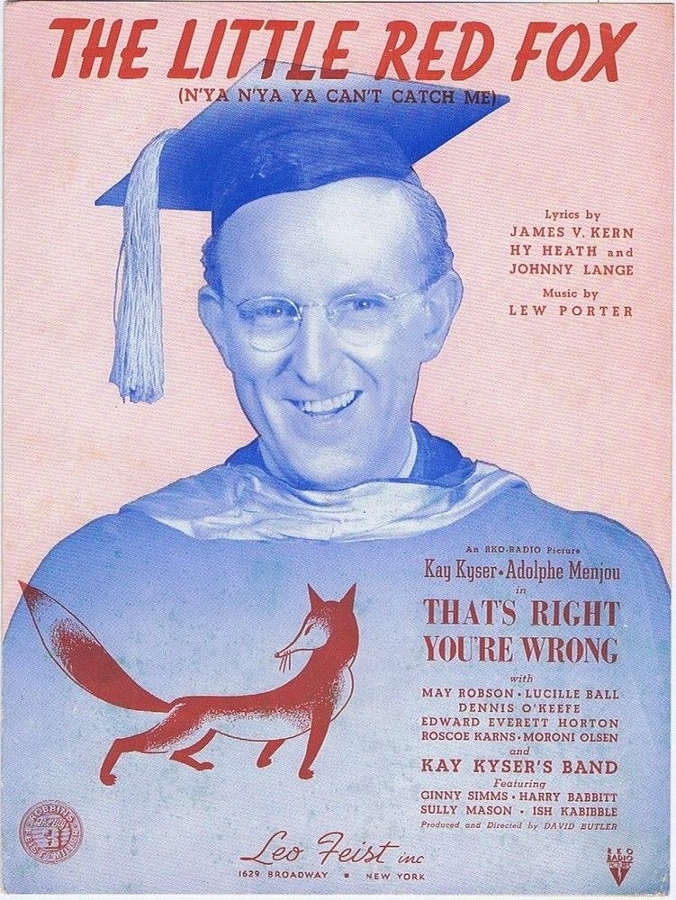 The Little Red Fox That's Right You're Wrong, Kay Kyser 1939 vintage movie music