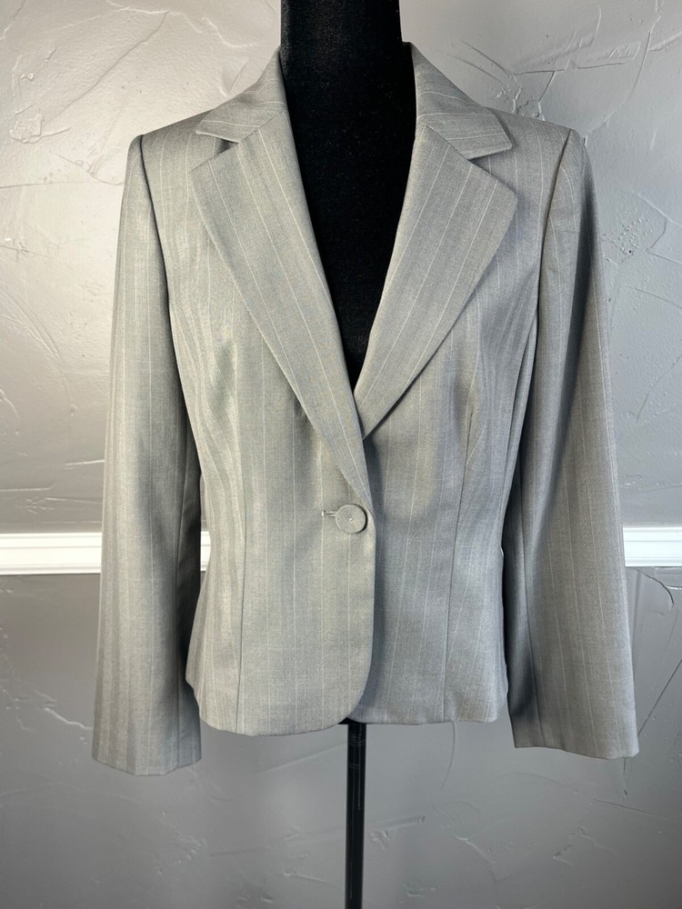 Ann Taylor Blazer Women's Size 6 Gray Pinstripe Jacket