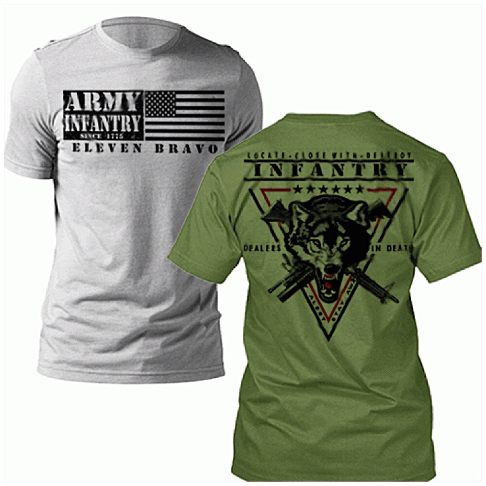 Army Infantry r-shirt 11 bravo infantryman tactical wolf death dealer US flag