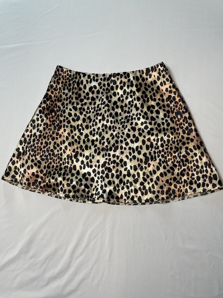 Princess Polly XX Cheetah Print Mini Skirt Women 6 Cream Black Cheetah Cutesy