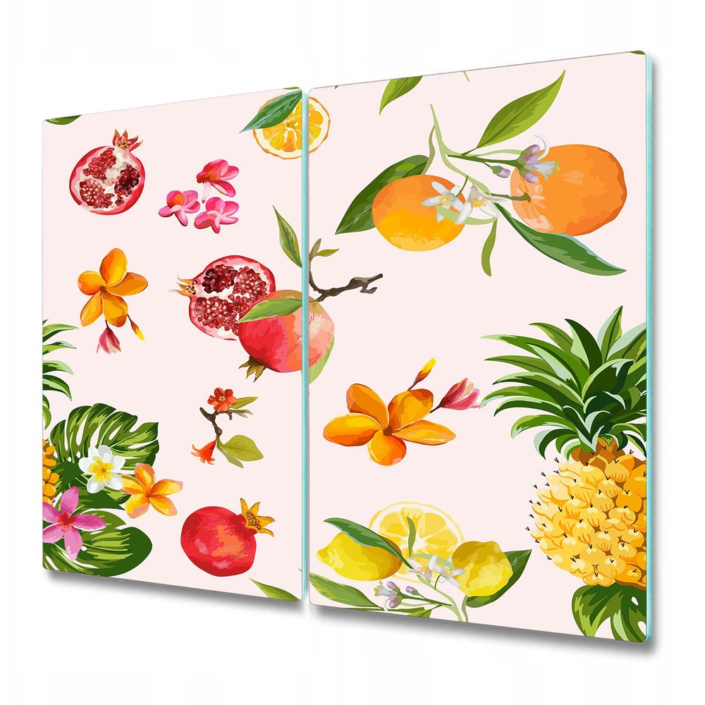 Tempered Glass Worktop protector Exotic Fruit Flamingo Floral Watercolour