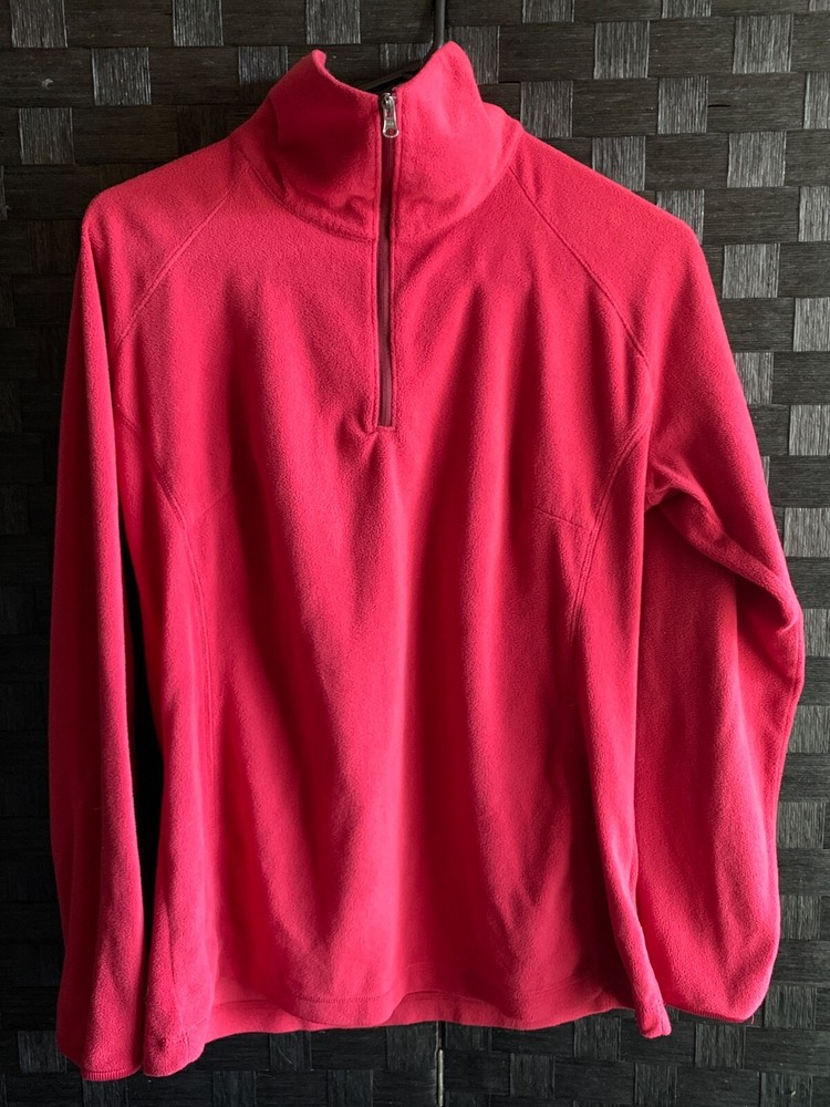 Columbia Women’s Large Pink Thin Fleece Pullover 1/4 zip No Hood Polyester