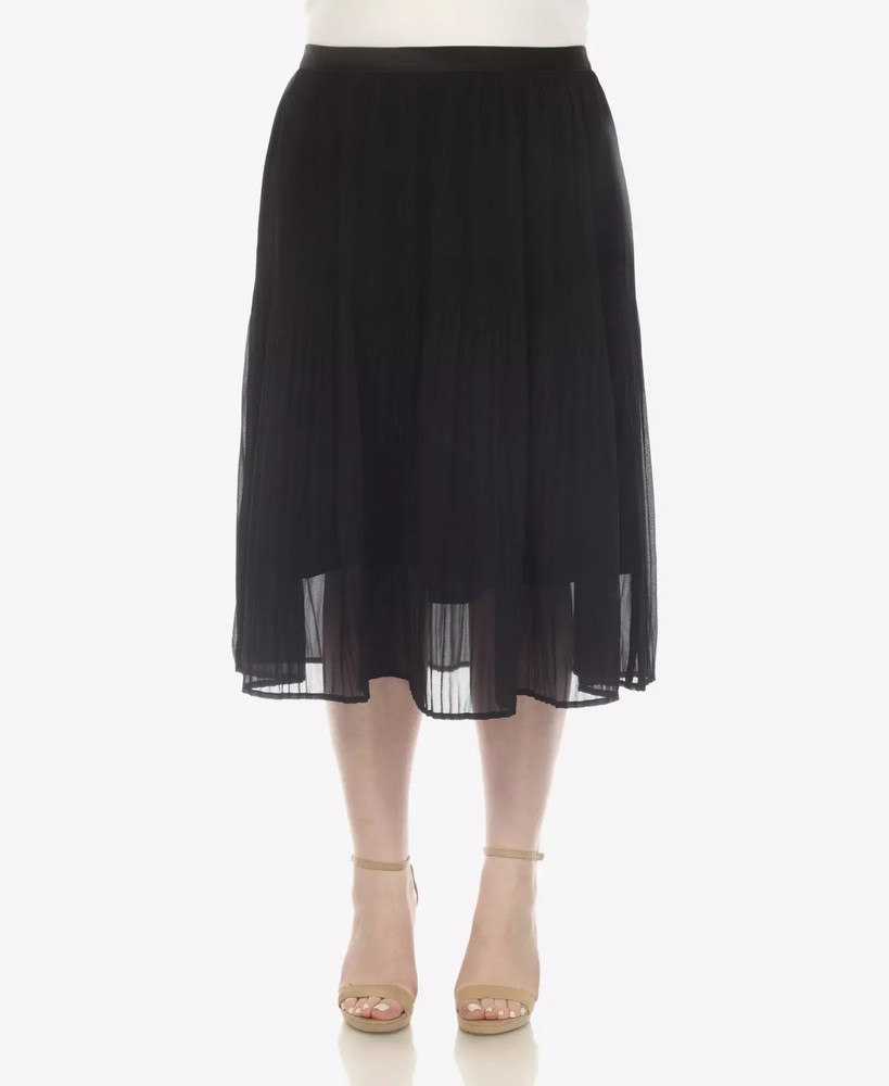 White Mark Women's Plus Sz Skirt 2X Size Pleated Chiffon Midi