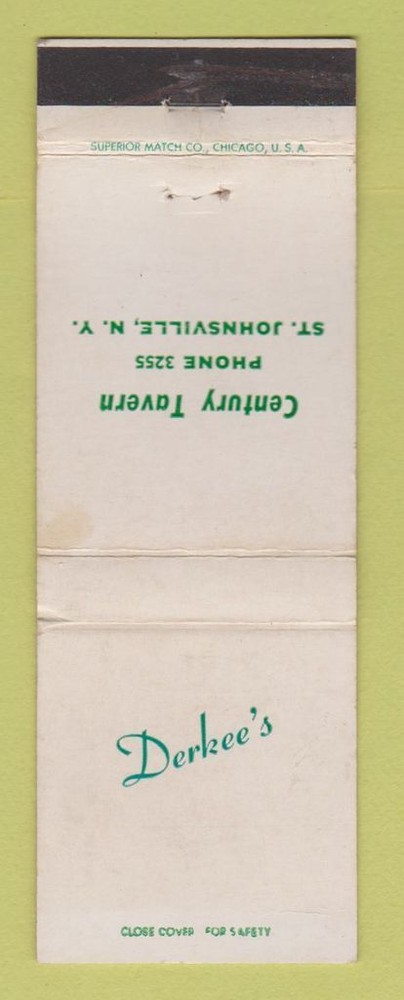 Matchbook Cover - Derkee's Century Tavern St Johnsville NY WEAR