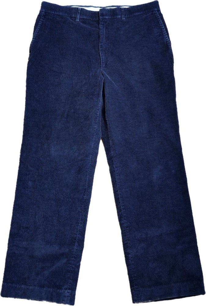 VTG Haggar Navy Blue Corduroy Pants 36x32 Magic Stretch Waistband Flat Front