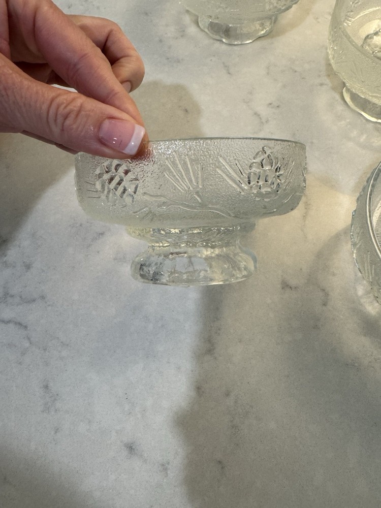 Vintage Tiara Indiana Glass Clear Ponderosa Pine 5-Inch Salad Bowls Set of 4