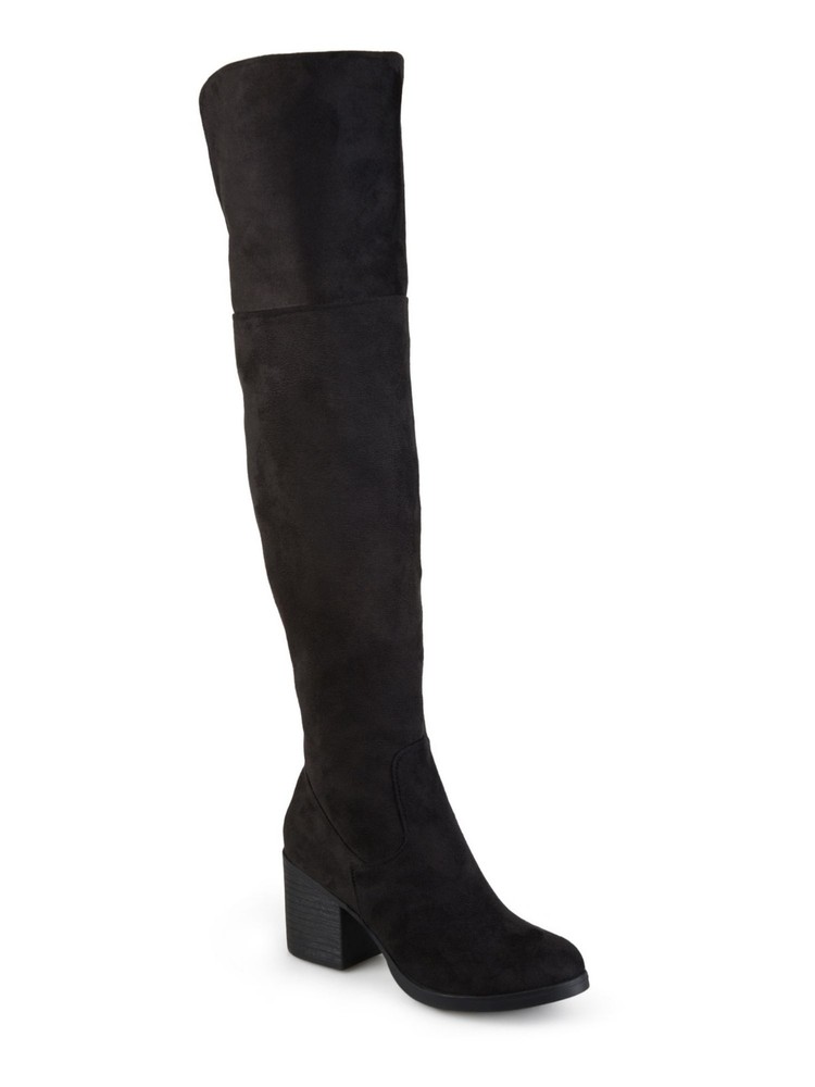 JOURNEE COLLECTION Womens Black Padded Sana Round Toe Block Heel Heeled Boots 10