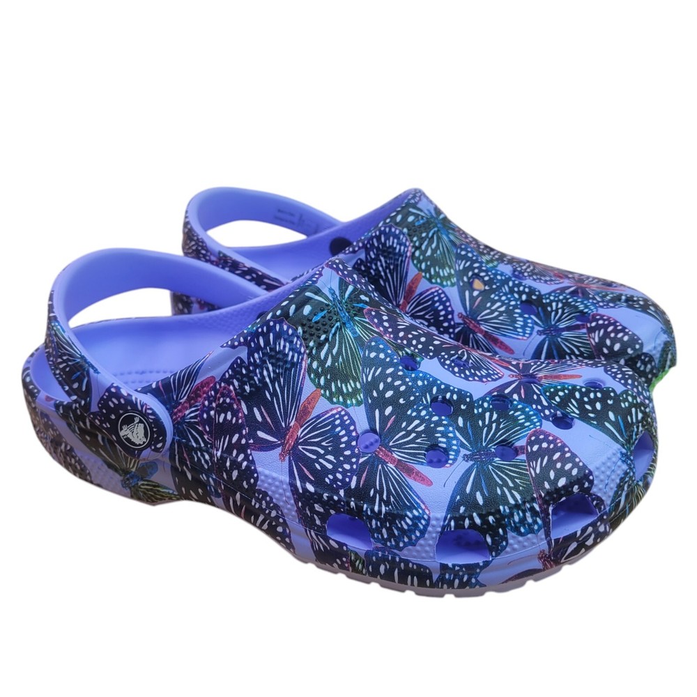 Crocs Classic Butterfly Clog Womens 9 Mens 7 Moon Jelly / Multi Color