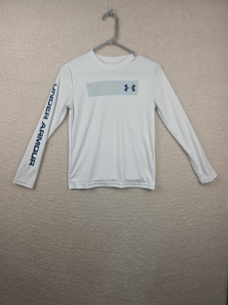 Under Armour Heatgear Long Sleeve Shirt Loose Size M Youth All in Motion White