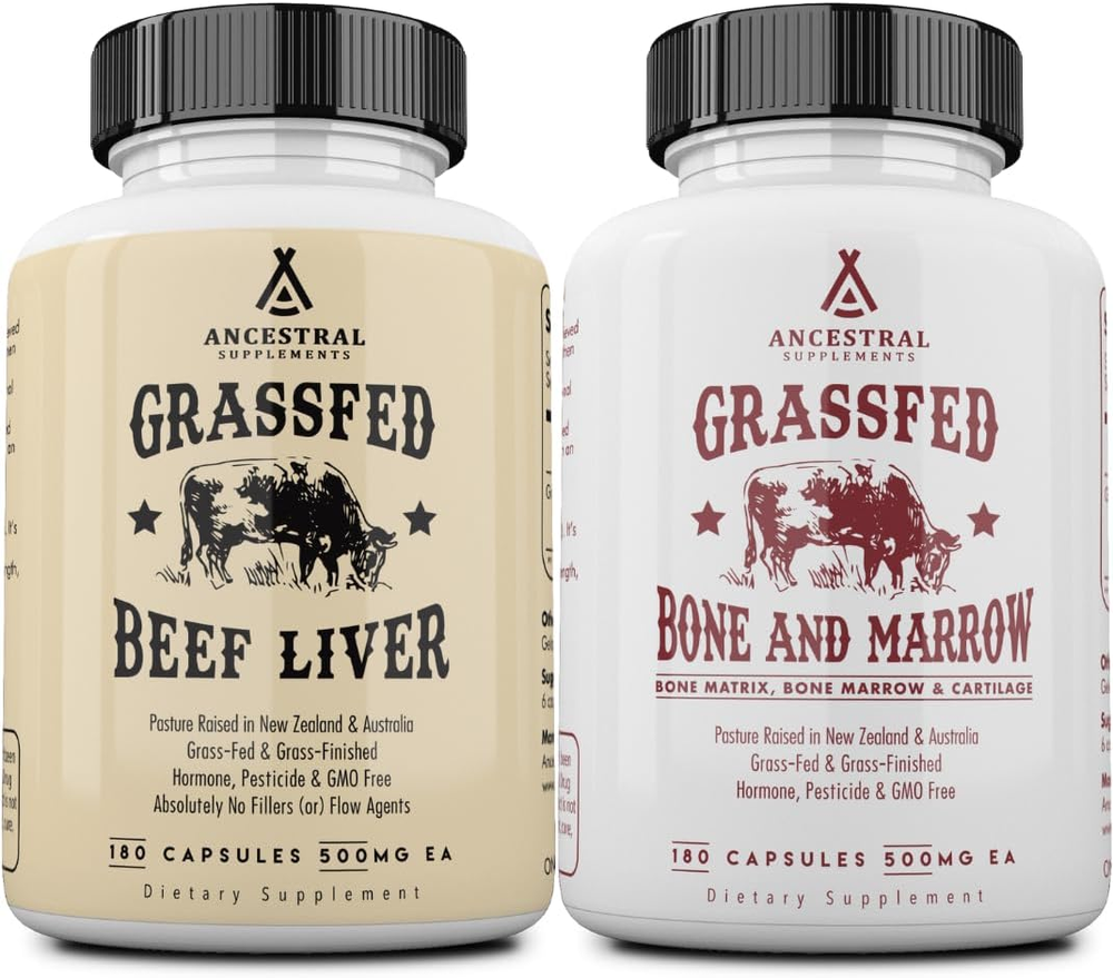 Grass-Fed Beef Liver & Bone Marrow Capsules, 3000Mg, Supports Energy, Digestion,