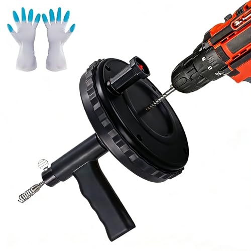Drain Auger Toilet Snake Drain Drain Auger-Black 30ft/9M Stainless Steel Cable
