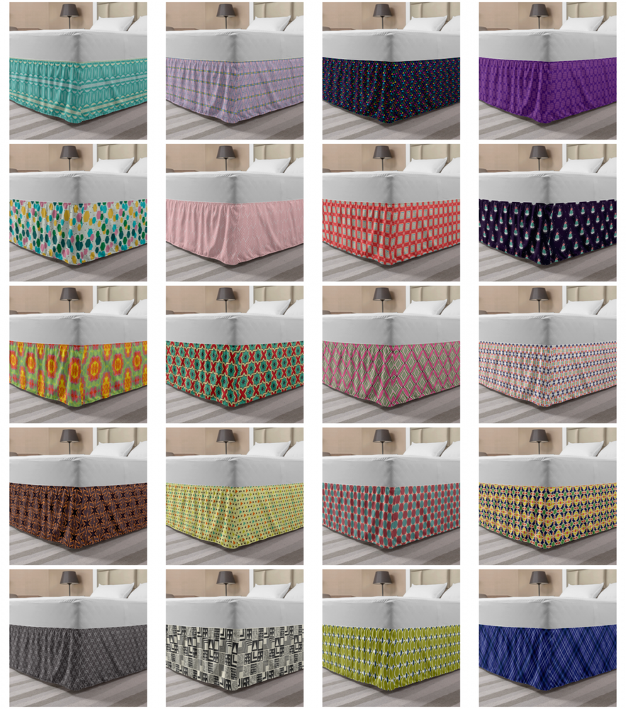 Ambesonne Shapes Bedskirt Elastic Wrap Around Skirt Gathered Design
