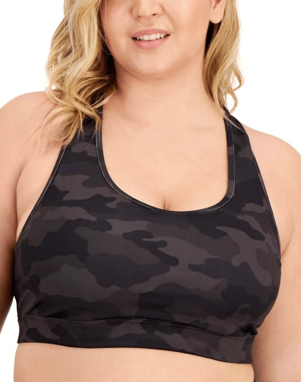 ID Ideology Women S Camo Print Medium Impact Sports Bra Black Size 2X