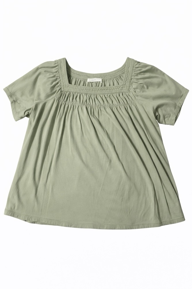 Mustard Seed Sage Green Blouse Women’s Size Large Smocked Square Neck Top
