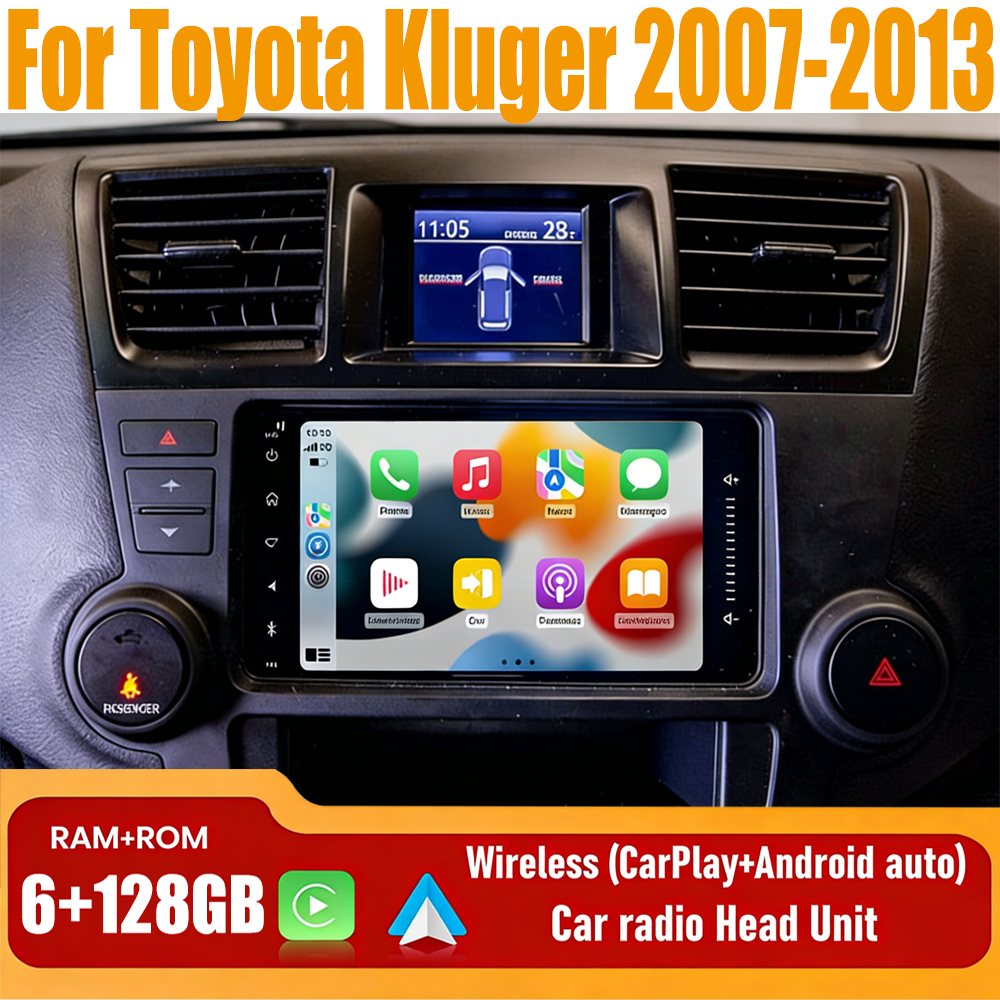 7'' Wireless Carplay & Android Auto Head Unit Radio For Toyota Kluger 2007-2013