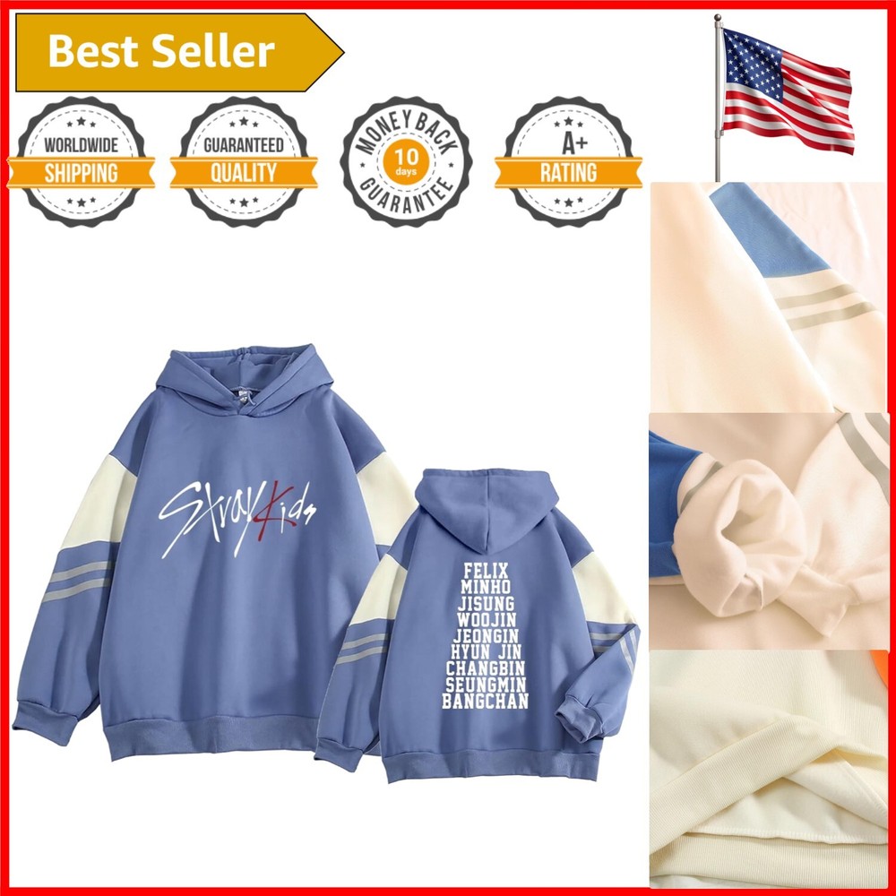 Cozy Blue K-Pop Stray Kids Hoodie - Perfect Gift for Fans of Bangchan & More