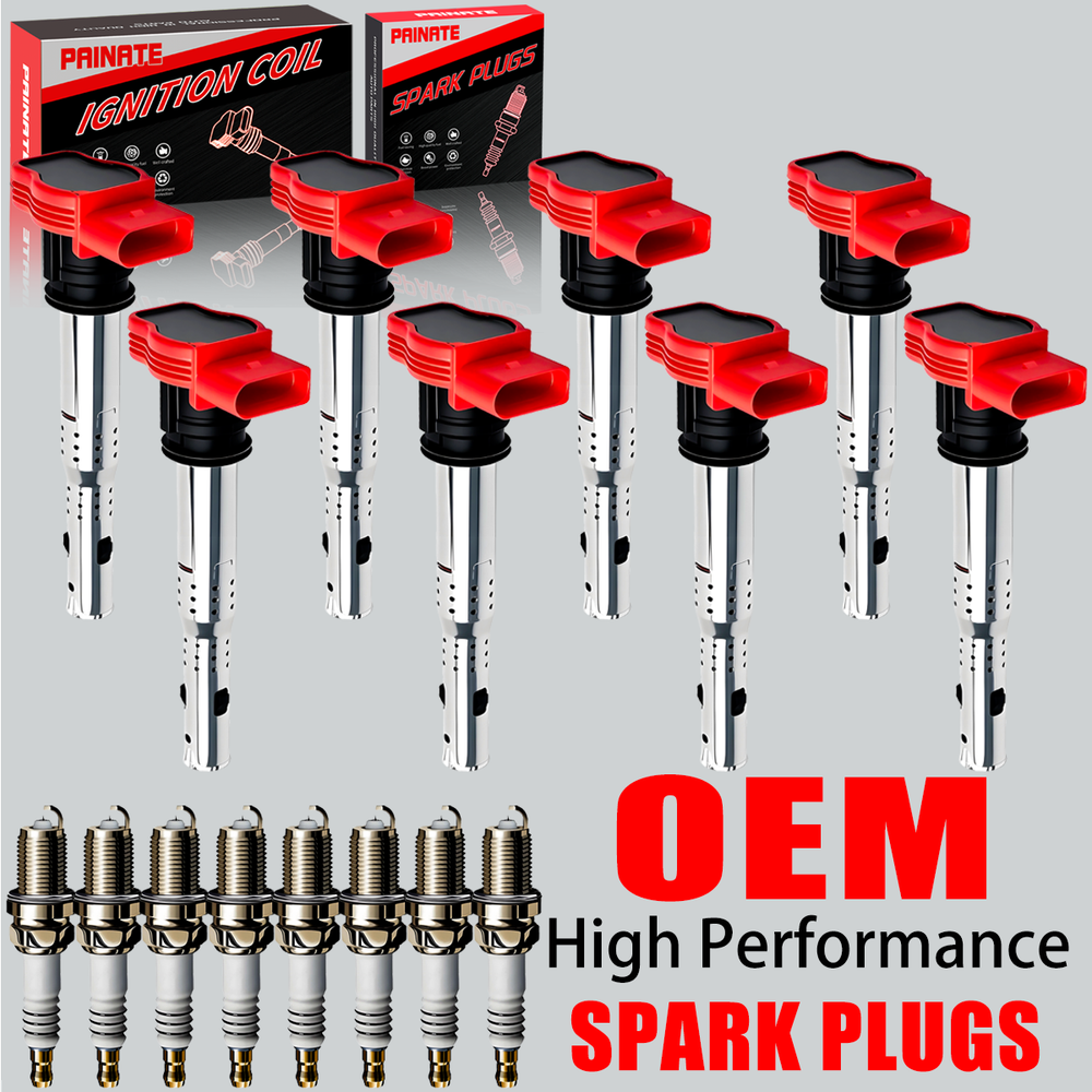 8X Brand OEM Ignition Coil & 8X Iridium Spark Plug For Audi A6 A8 Q7 R8 S5 UF529