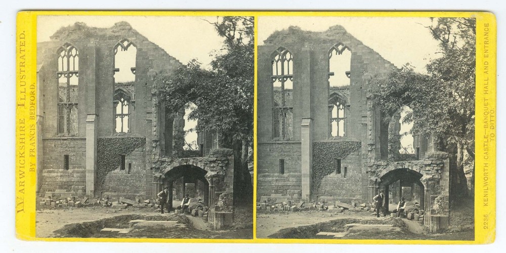 G2001~ ENGLAND – Kenilworth Castle c.1860s Stereoview – Francis Bedford