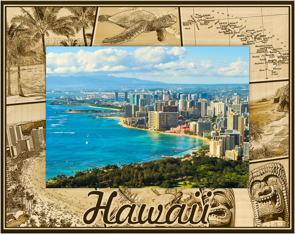 Hawaii Laser Engraved Wood Picture Frame Landscape (4 x 6)