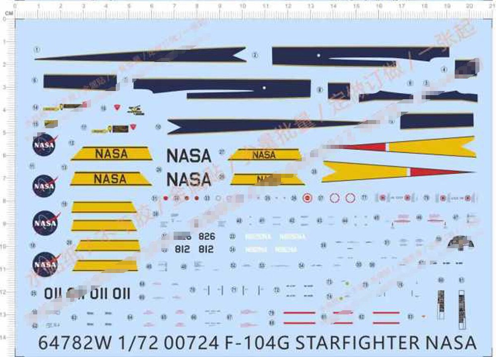 Detail Up 1/72 USAF F-104G Starfighter NASA Markings Water Slide Decal 64782W