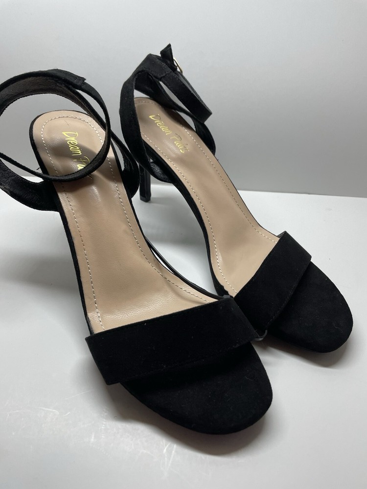 New Black Suede Stiletto High Heels with Ankle Strap in Women’s Size 9.5