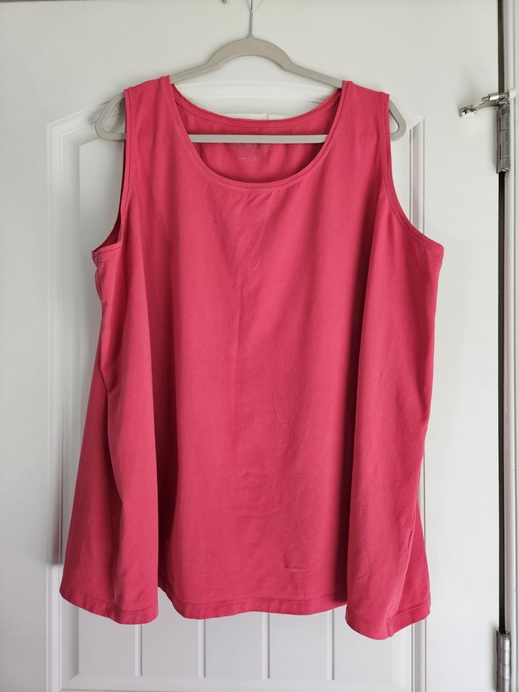 Catherines Suprema Collection Women's Pink Tank Top Size 3x 26/28 Cotton Blend