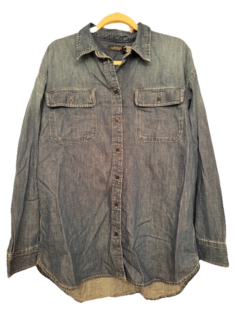 Lauren Ralph Lauren Women's Denim Shirt Blue Size L 2033