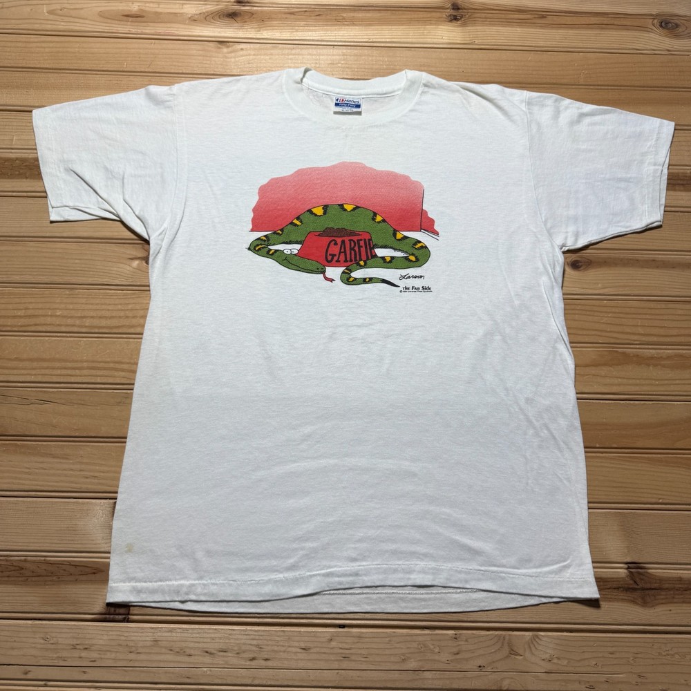 Vintage 1984 Garfield Snake The Far Side Cartoon Gag Graphic T-Shirt USA Made XL