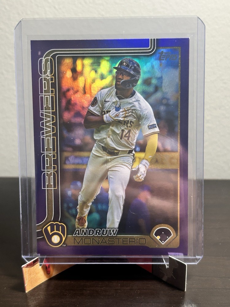 2025 Topps Series 2 Andruw Monasterio Purple Foil /250 #581 Milwaukee Brewers