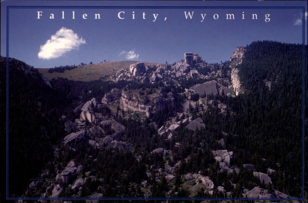 Fallen City Wyoming Big Horn Mountains rock formations vintage postcard sku121