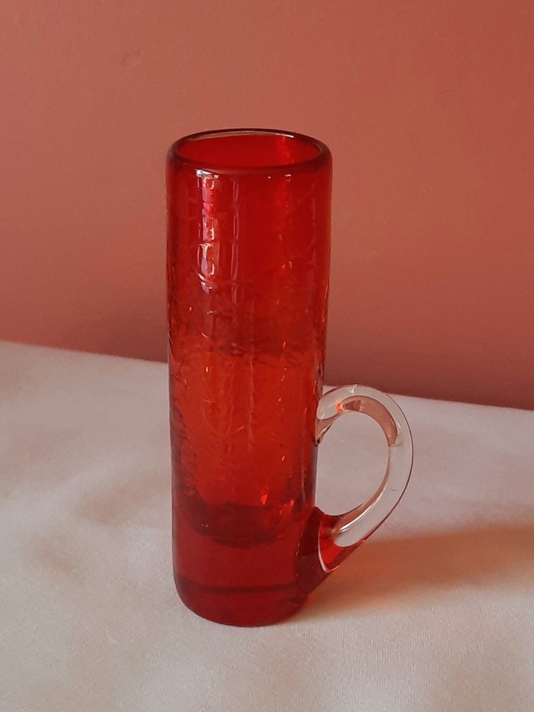 Vintage Miniature Blown Glass Red  4