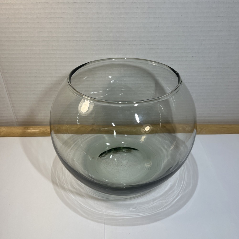 Vintage Clear Glass Bubble Vase Terrarium Fish Bowl 6x8 Inches Thick Heavy Glass