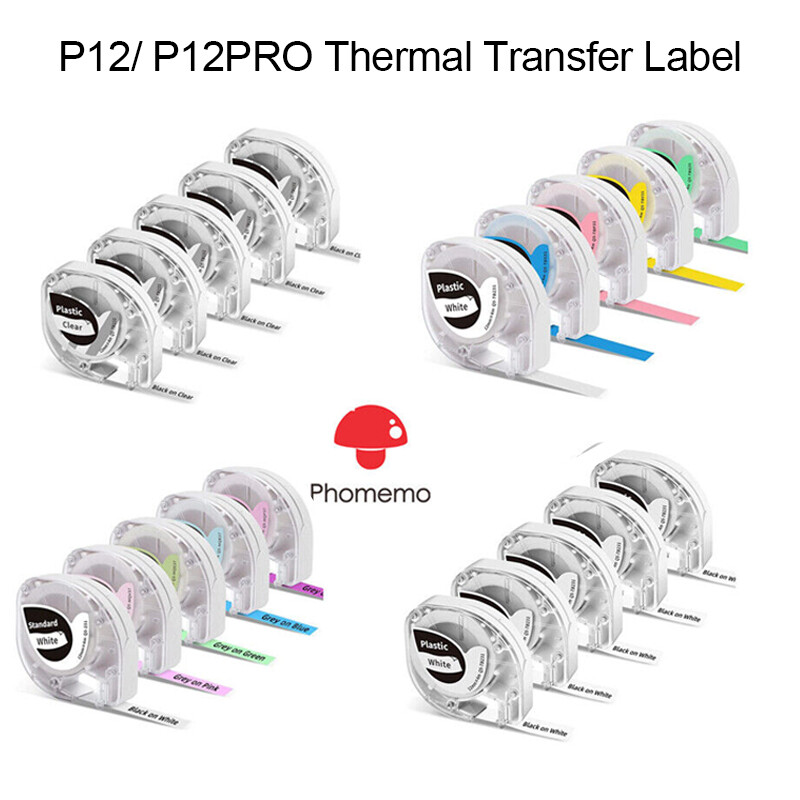 Phomemo P12 Label Maker Plastic Labeling Tape Refills Thermal Transfer Label