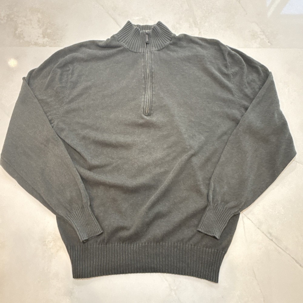 Daniel Cremieux Men’s Sweater Gray 1/4 Zip Cotton Silk Cashmere Pullover Large L