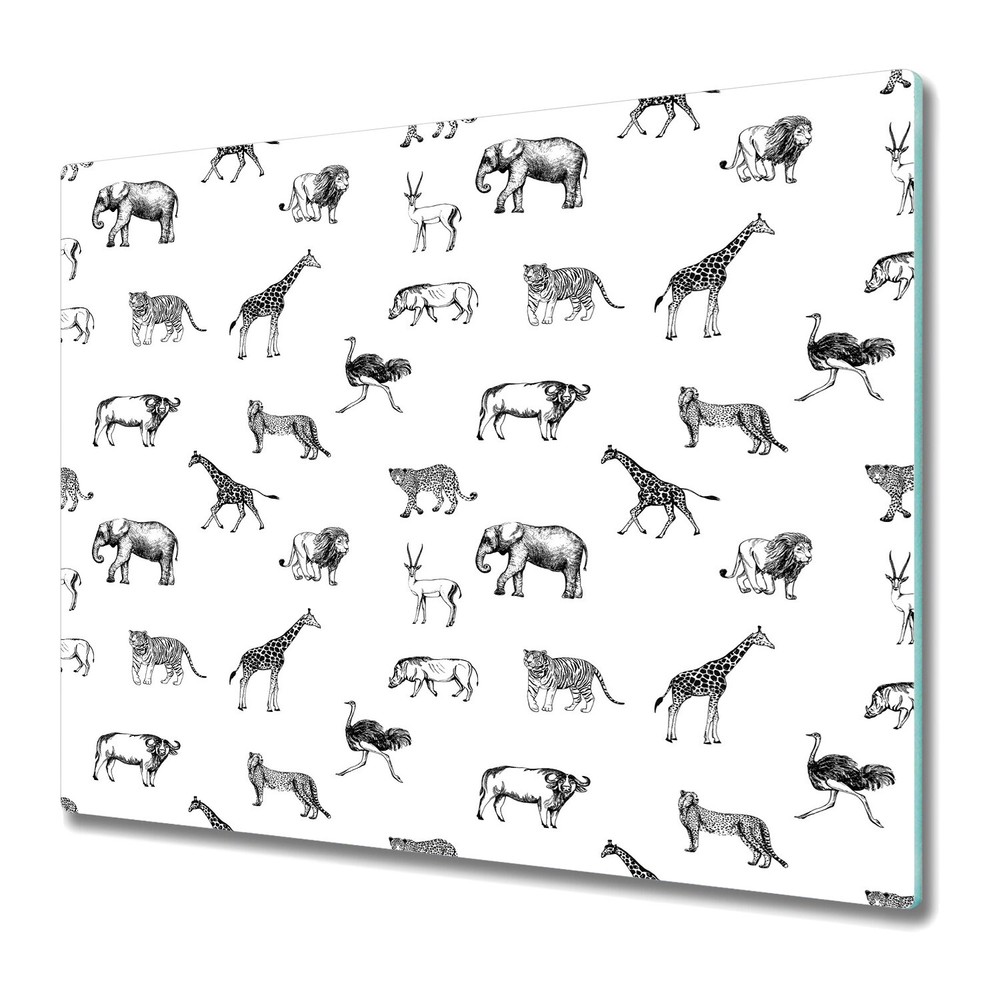 Glass Chopping Board Utensil Board Safari Animals elephant giraffe Africa Wild