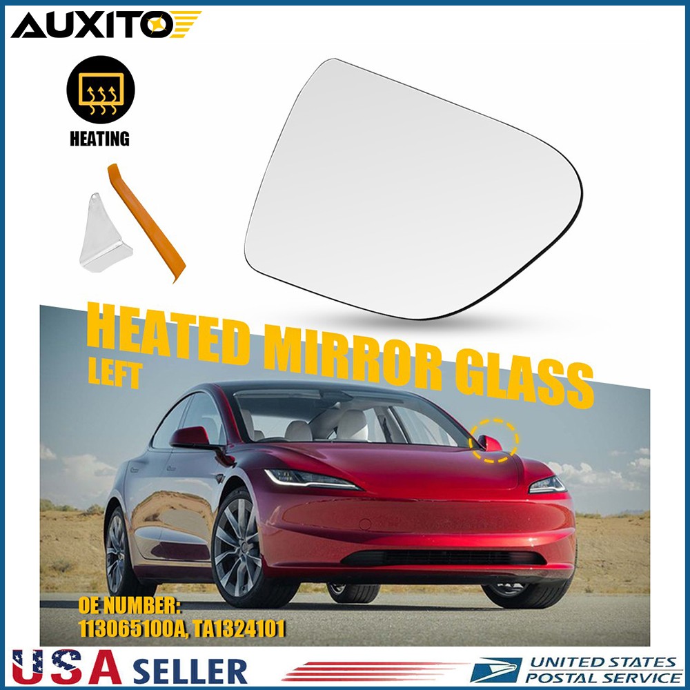 Fit 2017-2023 Tesla Model 3 LH Driver Side Heated Power Mirror Glass 113065100A